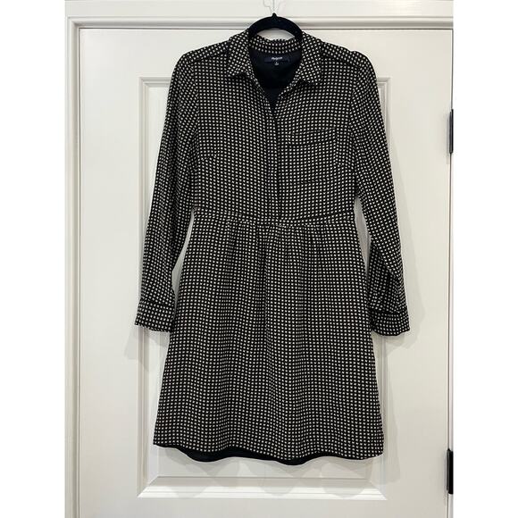 Madewell | Silk Cinema Dress Mini-Houndstooth Size 6 - Picture 4 of 6